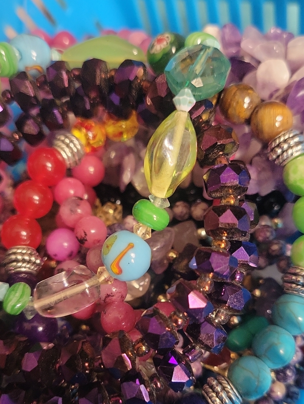 Colorful Multi-Bead Women's Bracelet - Purple, Green, Red, Blue